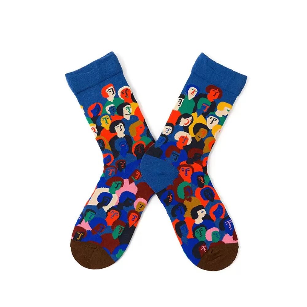 Artistic Feet: Van Gogh Inspired Combed Cotton Socks - Art colorful design 15