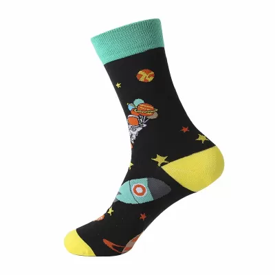 Astronaut Airplane Themed Cotton Socks – Fun Middle Tube Streetwear - Astronaut Socks style 13