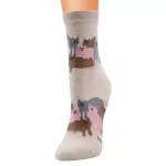 Beige Bliss: Cute Cartoon Cat Socks