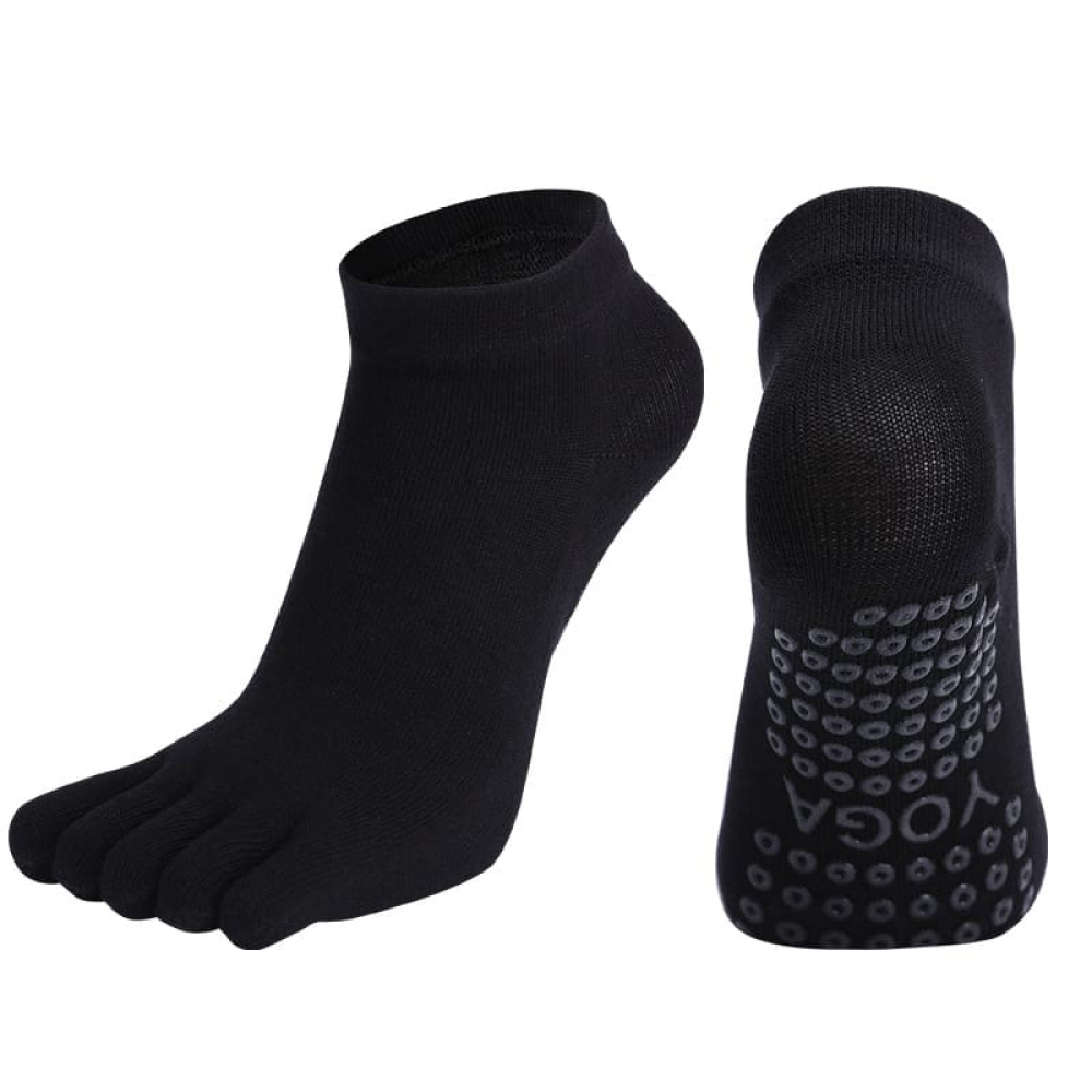 Five-toe Yoga Socks with Anti-Slip Features - Black