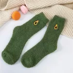 Green Gourmet: Cozy Fruit Plush Socks - Green