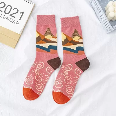 Harajuku Oil Painting Cotton Socks – Colorful Geometric & Graffiti Style - Geometric colorful design 3