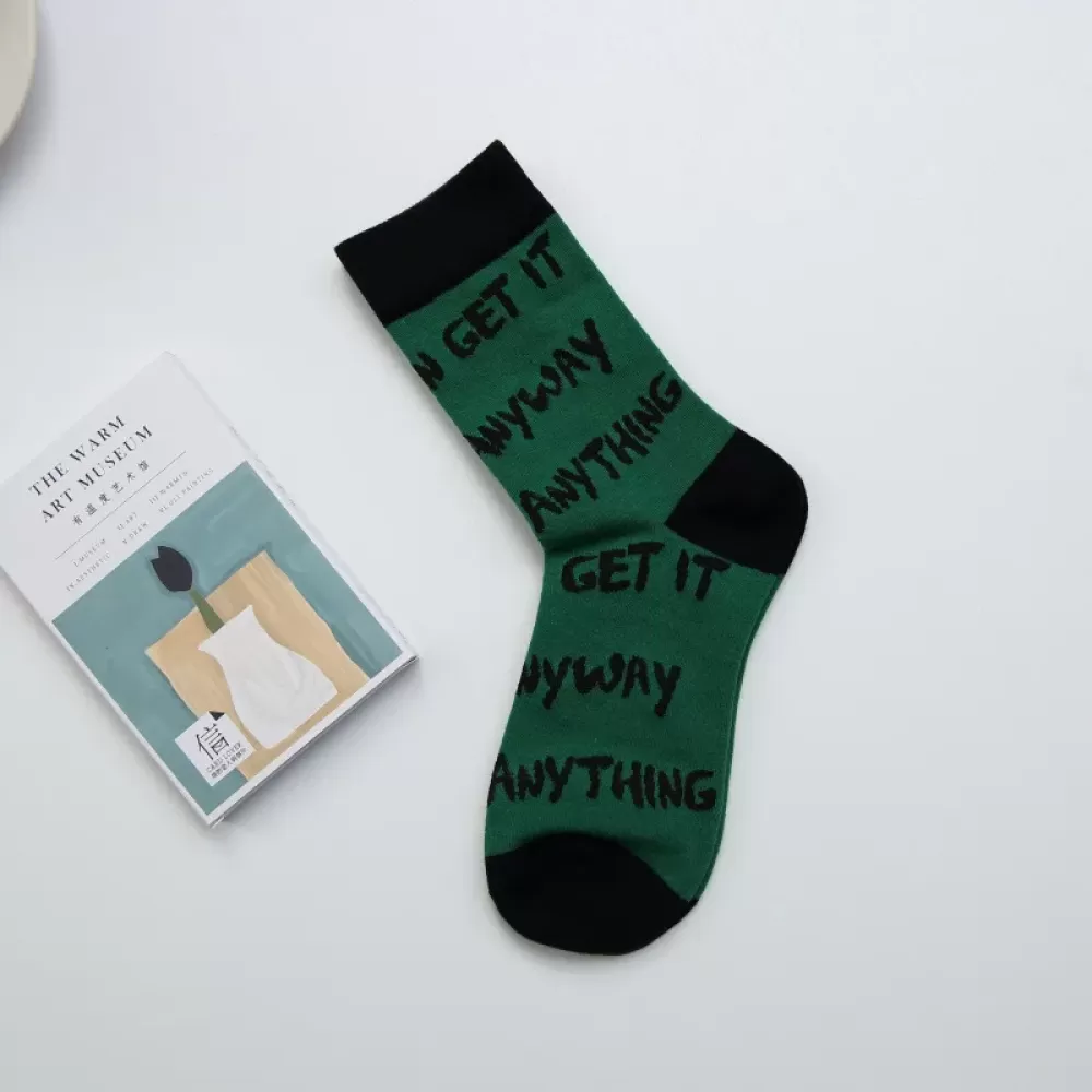 Harajuku Sweet Floral Embroidered Socks – Perfect for Spring & Summer - Dark Green