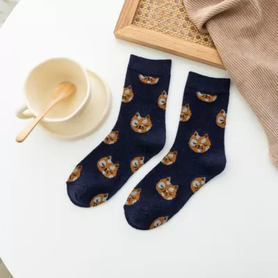 Kawaii Companions: Adorable Animal Socks - Navy Blue