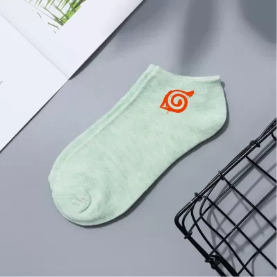 Konoha Crew: Naruto Cartoon Short Boat Socks - Green Naruto design 2