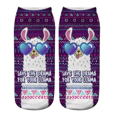 Korean Fashion Kawaii 3D Animal & Alien Short Socks - Purple