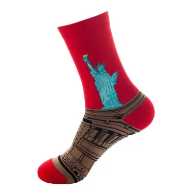 Liberty Leap: Bold Skateboard Socks - Red Statue Edition