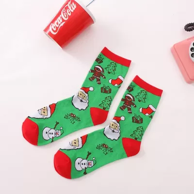 Merry Christmas Green Santa Socks
