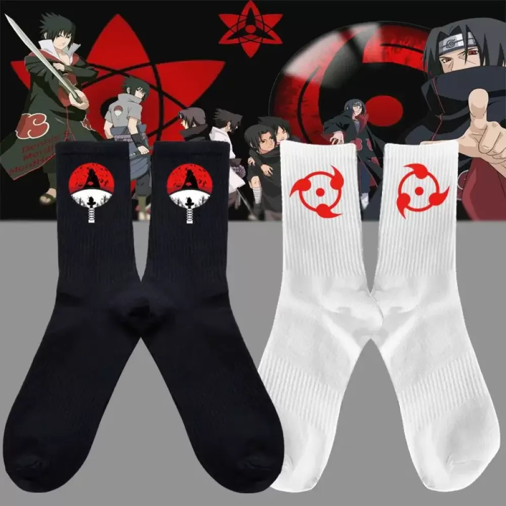 Ninja Warmth: Naruto Autumn Winter Kawaii Stockings Socks - Black-Black Anime design