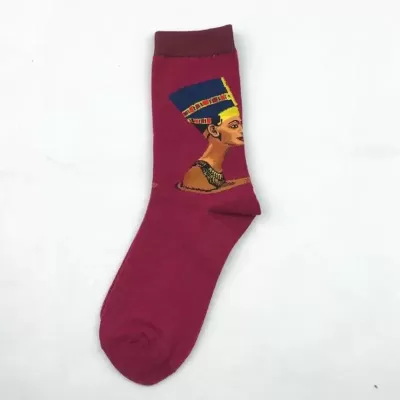 Pharaoh's Red Elegance: Artistic Socks