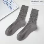 Pure Cotton Breathable Hole Socks – Retro Loose Korean-Japanese Style - Light Gray