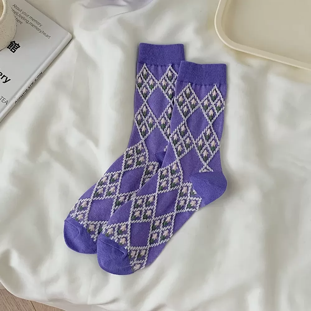Purple All-Match Spring/Summer Socks – Cute Japanese Harajuku Style - Kawaii purple design 4