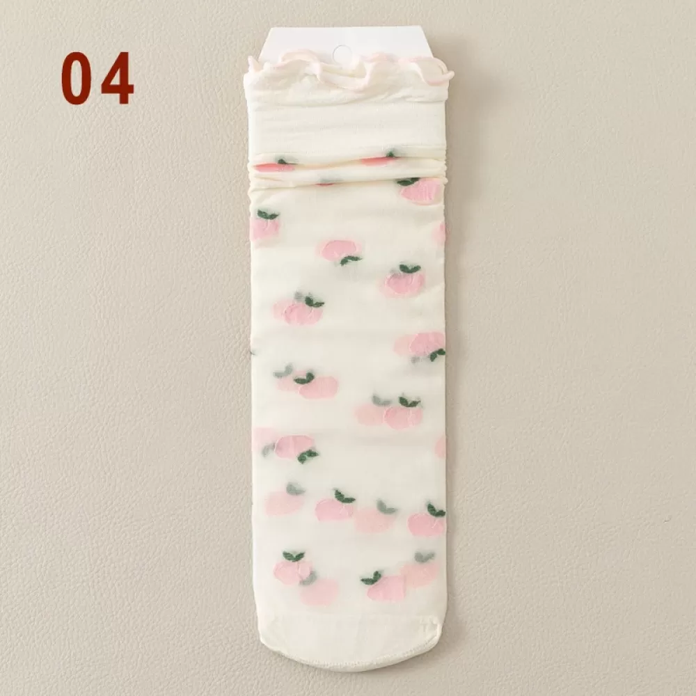 Summer Delight: Transparent Lace Fruit Socks - Design 3
