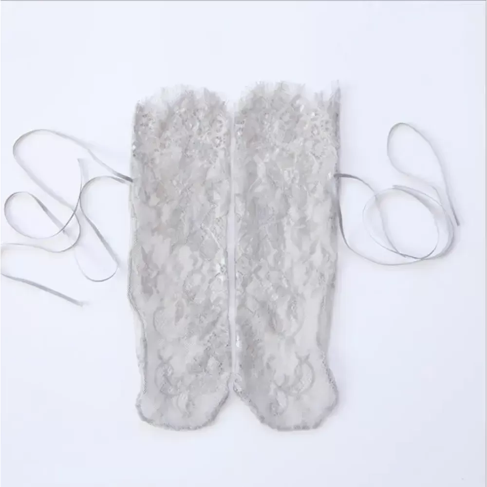 Summer Floral Lace Transparent Socks – Sexy Mesh Elegance - Gray