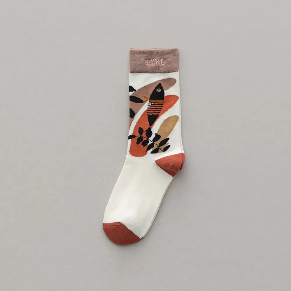 Trendy Graffiti Sports Couple Socks – Letter Embroidery Cotton, Unisex - Art multicolored design 5