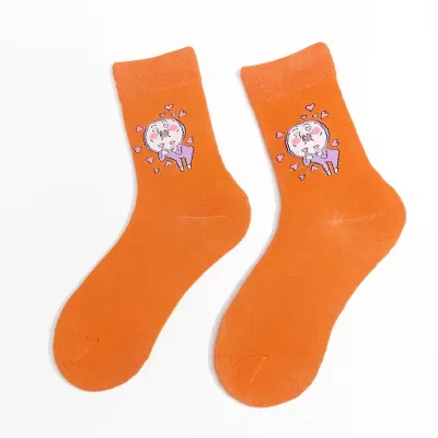 Urban Charm: Colorful Symbol-Adorned Harajuku Long Socks for Women - orange emoji design 6