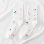 Urban Jungle: Whimsical Panda Fruit Print Socks - White