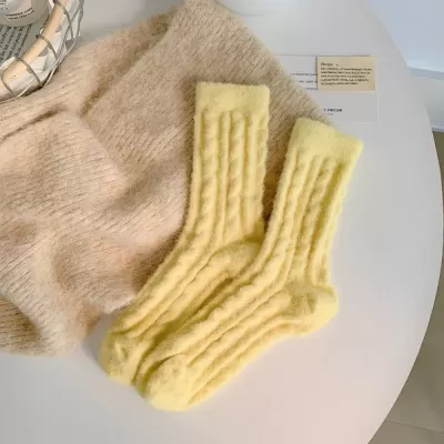 Winter Warmth Solid Color Thermal Socks - Yellow