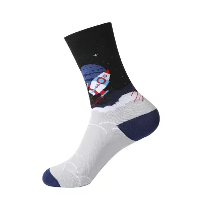 Astronaut Airplane Themed Cotton Socks – Fun Middle Tube Streetwear - Astronaut Socks style 12