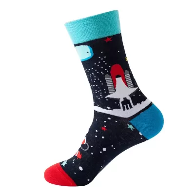 Astronaut Airplane Themed Cotton Socks – Fun Middle Tube Streetwear - Astronaut Socks style 19