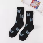 Charming Butterfly Pattern Socks – Harajuku Streetwear, Korean Style - Blue