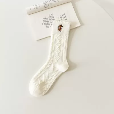 Charming Embroidered Cartoon Socks – Harajuku Style for Spring/Autumn - bunny