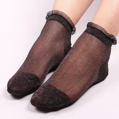 Charming Lace Ruffle Fishnet Ankle Socks – Sheer Elegance & Comfort - Sheer design 12