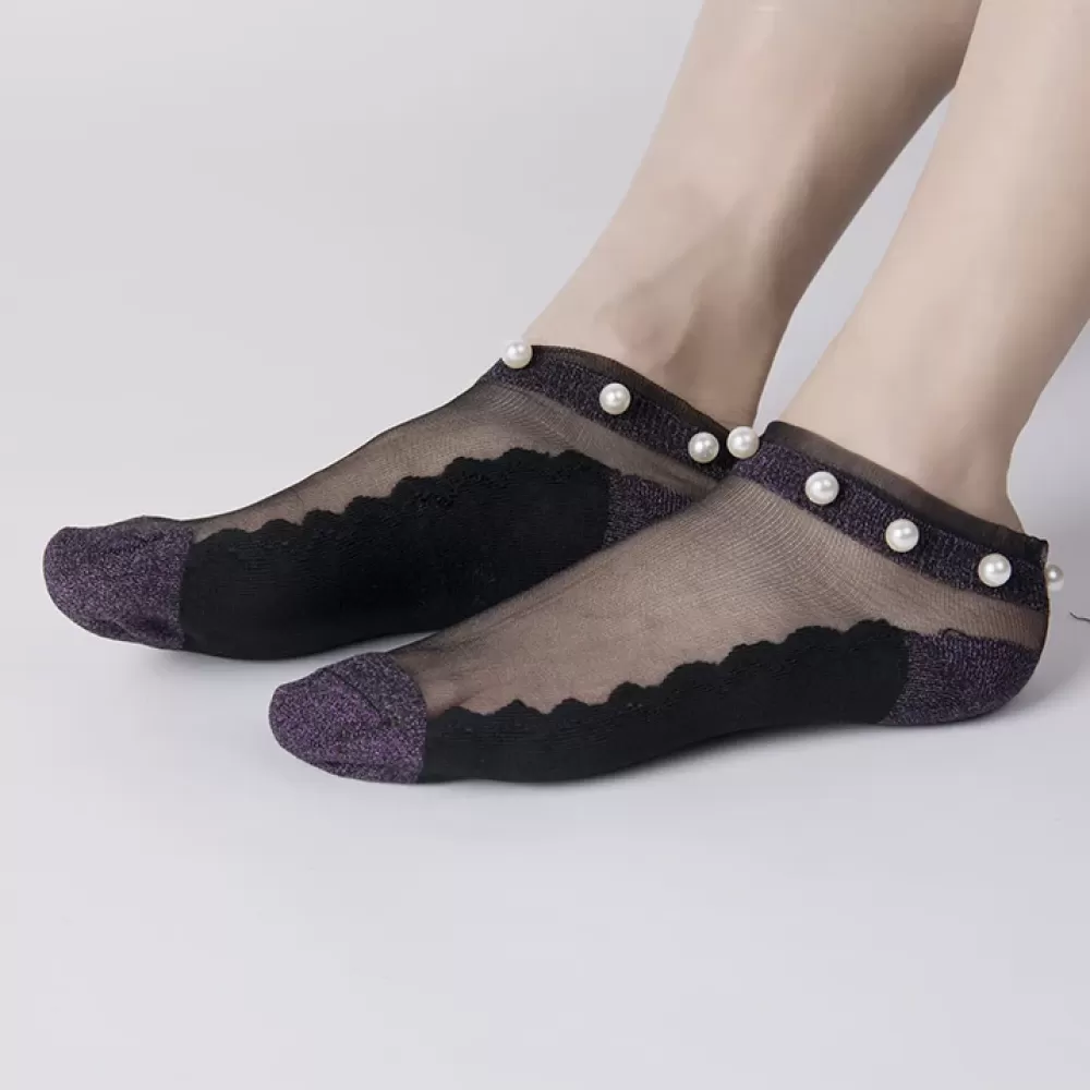 Charming Lace Ruffle Fishnet Ankle Socks – Sheer Elegance & Comfort - Sheer design 2