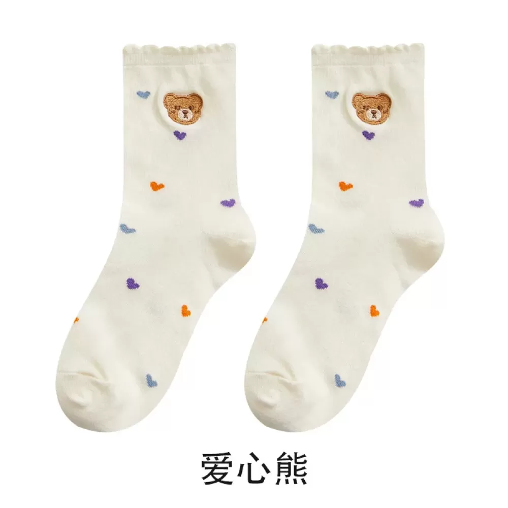 Chic Japanese Middle Tube Socks – Trendy & Thin for Spring/Summer - Kawaii white design 4