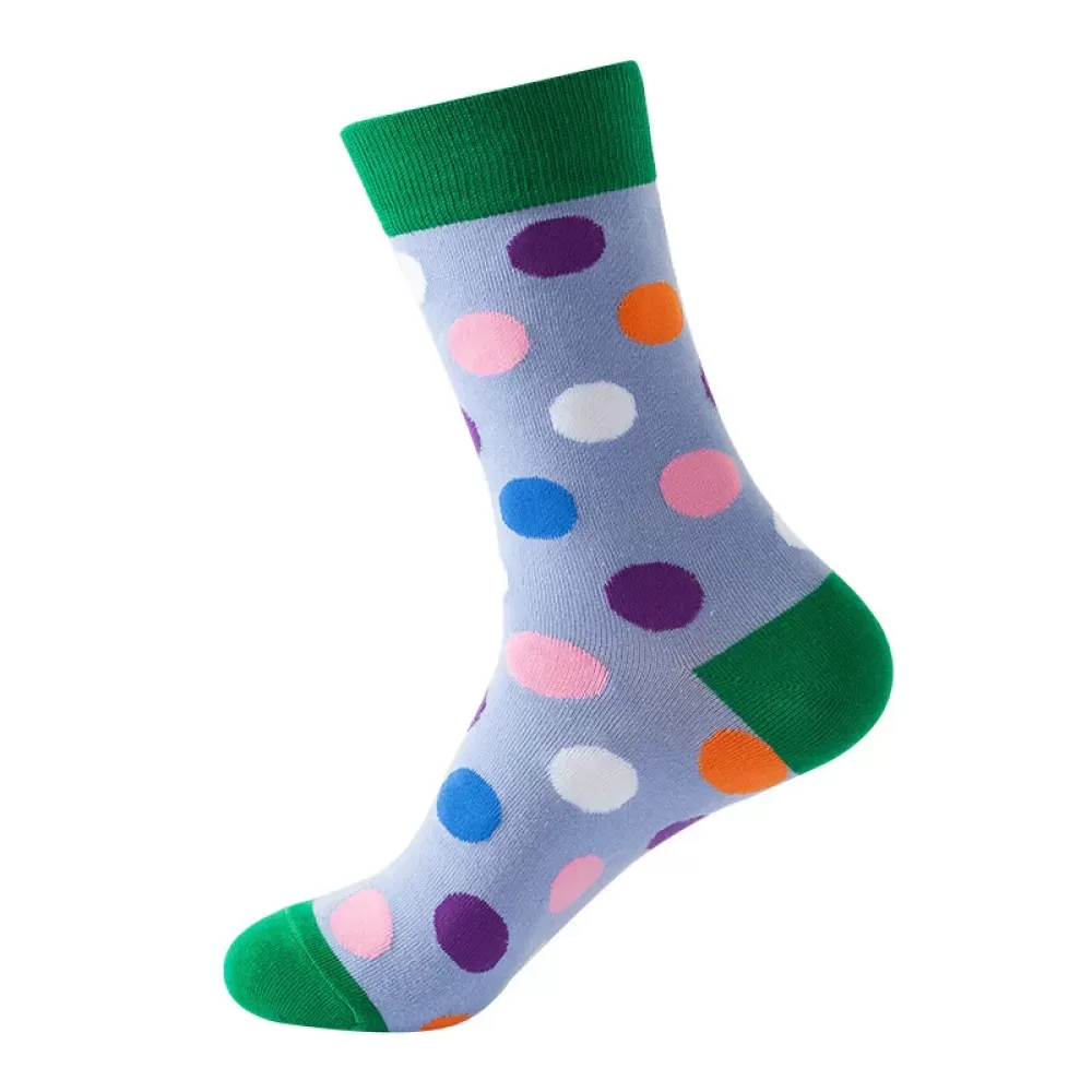 Circle Point Chic: Colorful Harajuku Happy Socks - Purple