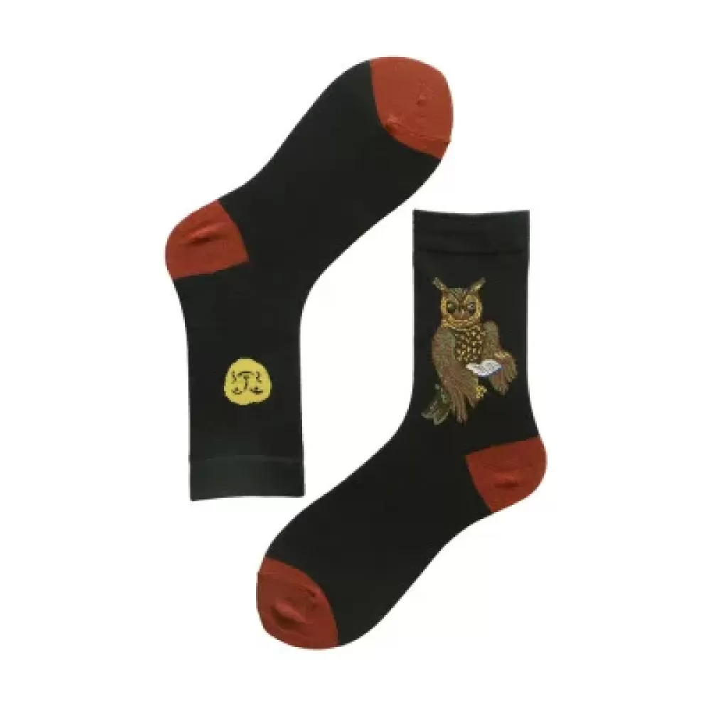 Enchanting Forest Fairy Tale Socks – Autumnal Jacquard Cotton Bliss - Animal cool design 18