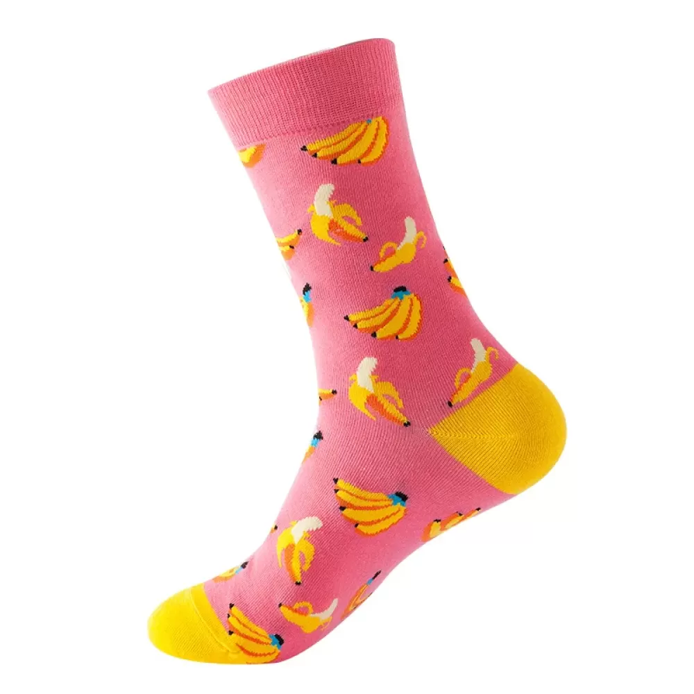 Fruitful Fashion: Vibrant Harajuku Socks - Pink banana