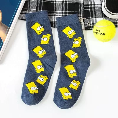 Fruity Fun: Banana Print Crew Socks for Everyone - Bart design 1