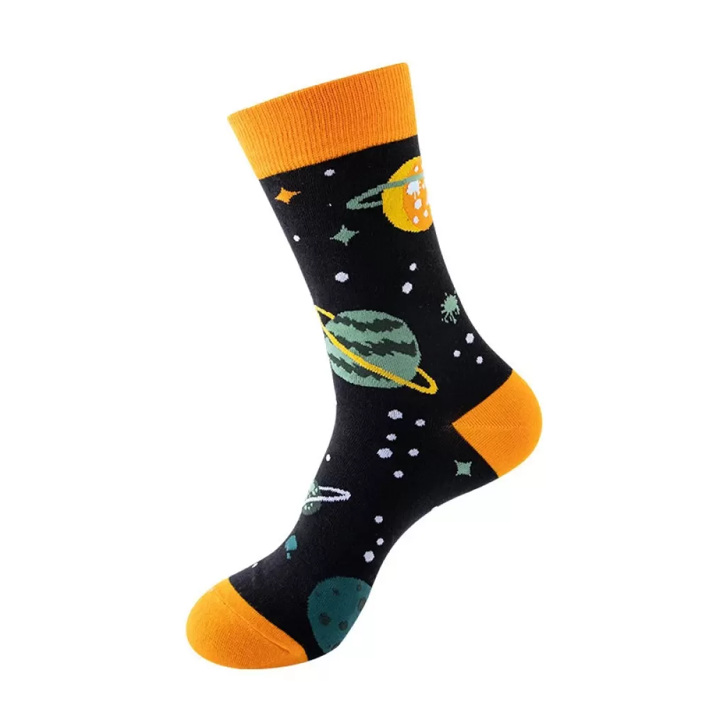 Harajuku Cartoon Astronaut Socks - Yellow