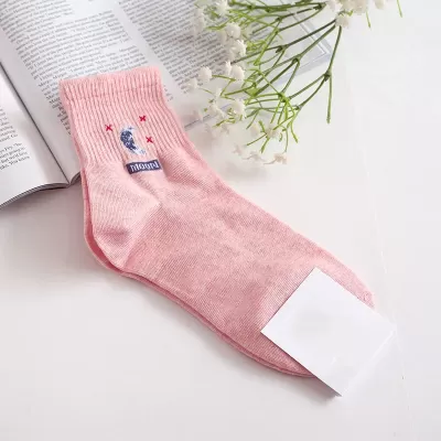 Harajuku-Inspired Astronaut Celestial Cotton Socks - Pink