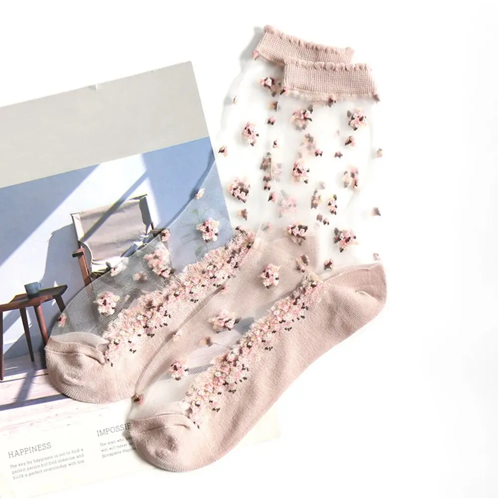 Harajuku Striped Crystal Glass Silk Socks – Ultrathin Transparency for Summer - Kawaii sheer design 11