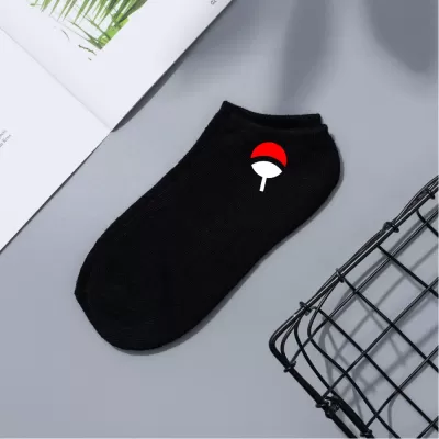 Konoha Crew: Naruto Cartoon Short Boat Socks - Black Naruto design 4