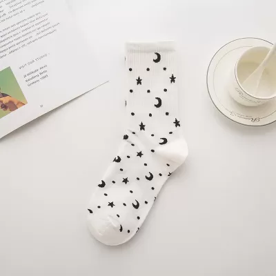 Mystical Elegance: Butterfly, Moon Star Patterned Socks - Cozy design 13