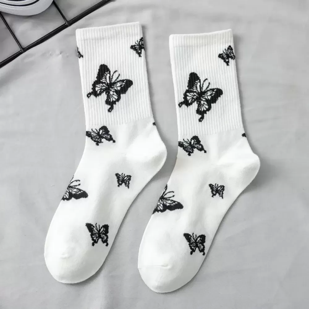 Mystical Elegance: Butterfly, Moon Star Patterned Socks - Cozy design 5