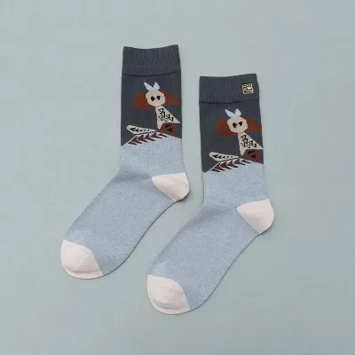 Pink Whimsical Whiskers Cat Face Socks in Pink