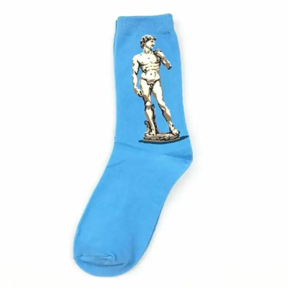 Sculpture Sky: Van Gogh-Inspired Socks - Sky Blue