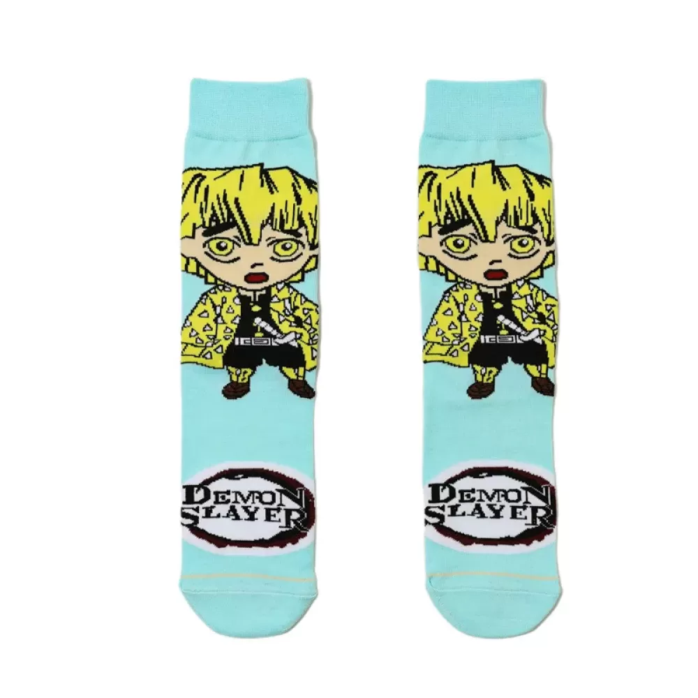 Slayer Squad: Breathable Cotton Socks for Demon Slayer Fans - Light Blue