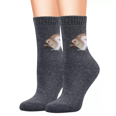 Squirrel Snuggle: Cozy Wool Socks - Gray