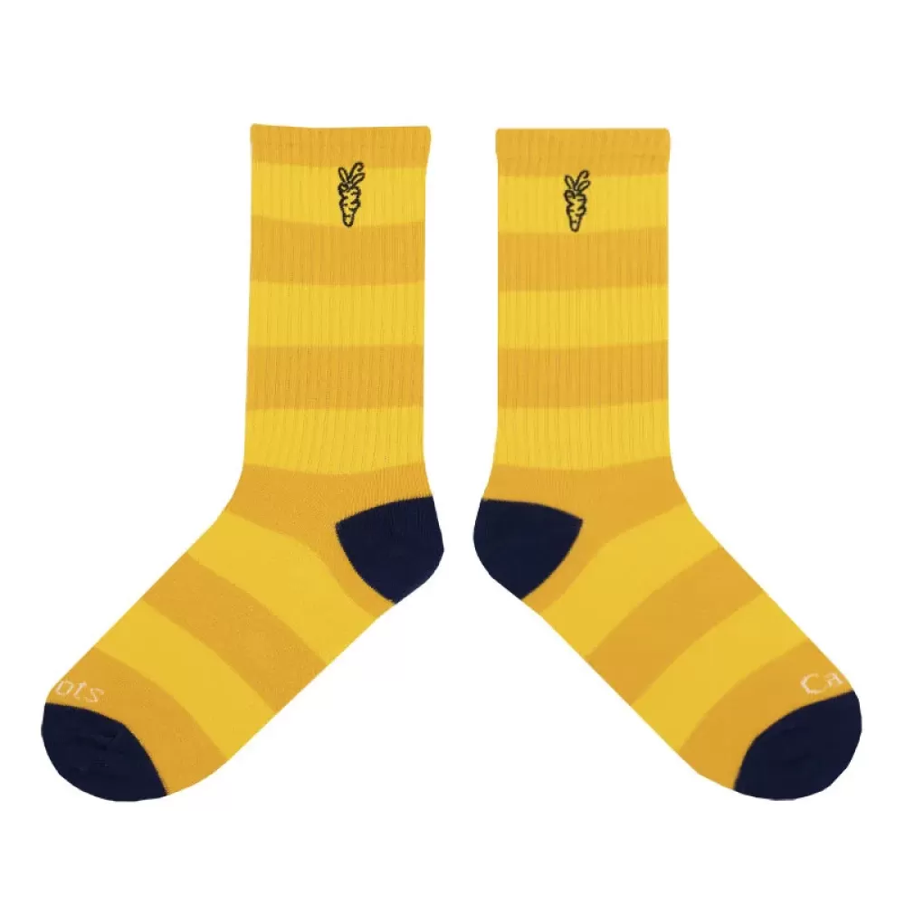 Stripe Carrot Embroidery Socks – Unisex Air Movement Fashion - Yellow