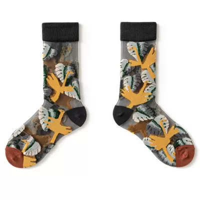 Summer Crystal Silk Tulle Socks – Retro Mesh with Floral & Animal Designs - Cool sheer design 11