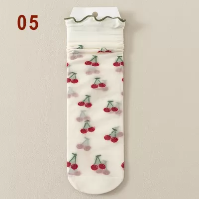 Summer Delight: Transparent Lace Fruit Socks - Design 2