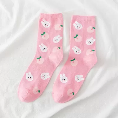 Urban Jungle: Whimsical Panda Fruit Print Socks - Pink