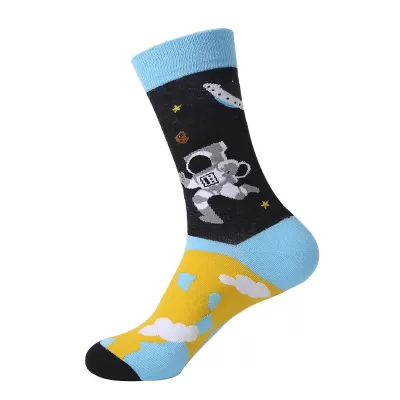 Astronaut Airplane Themed Cotton Socks – Fun Middle Tube Streetwear - Astronaut Socks style 11