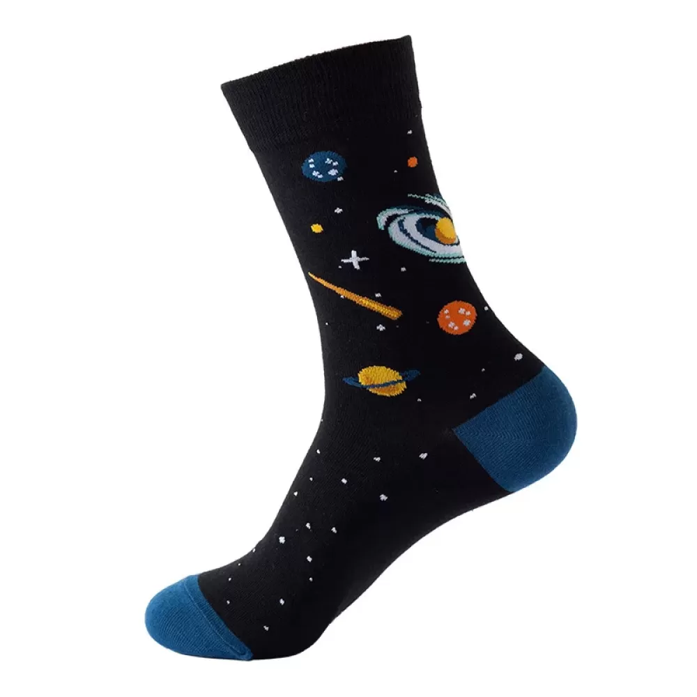 Astronaut Airplane Themed Cotton Socks – Fun Middle Tube Streetwear - Astronaut Socks style 20