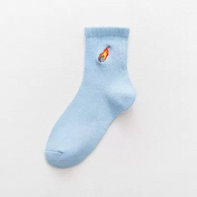 Autumn Winter Cartoon Space Embroidery Socks – Fashionable College Wind - Light Blue